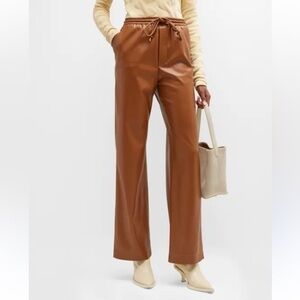 Seven Sister Highrise Wide Leg Beige Faux Leather Pull On Pants Size Medium